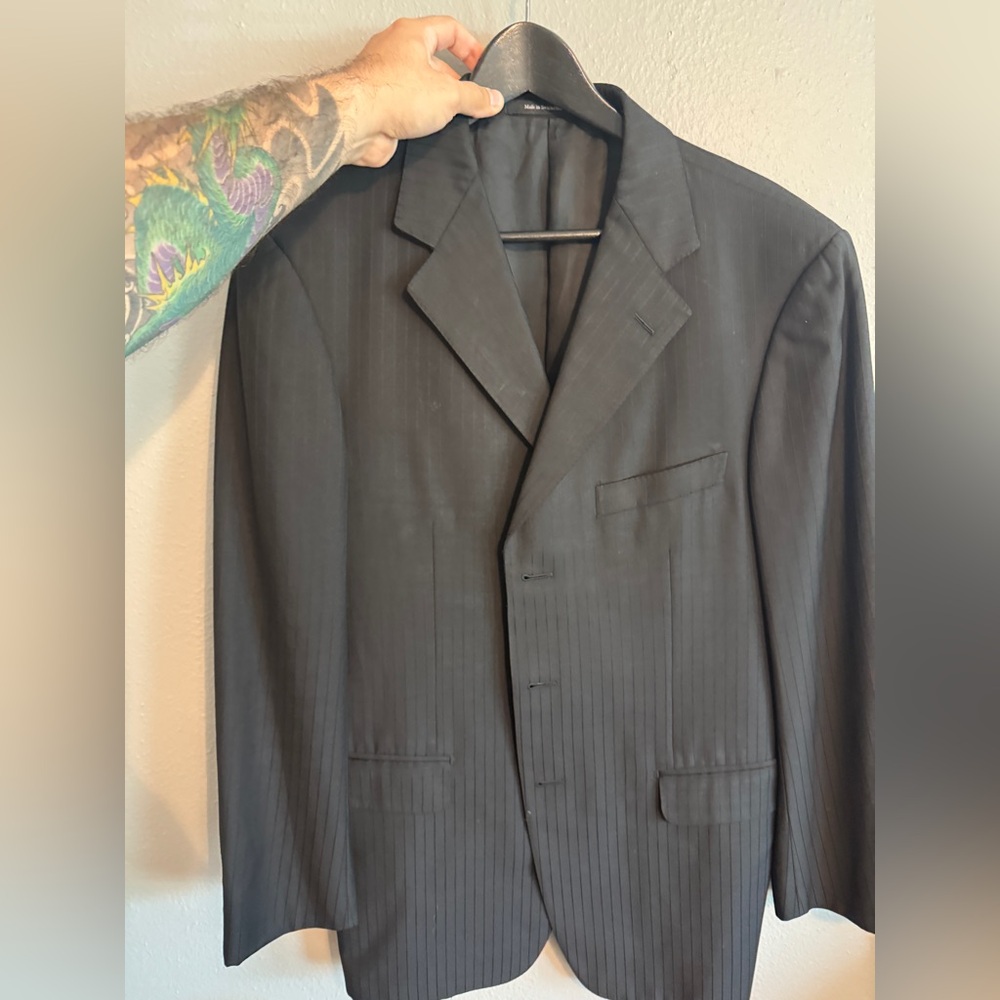 Black Striped Ermenegildo Zegna Wool Cashmere Mohair Blend Blazer